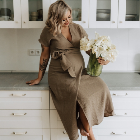 Šaty Muslin Long Taupe